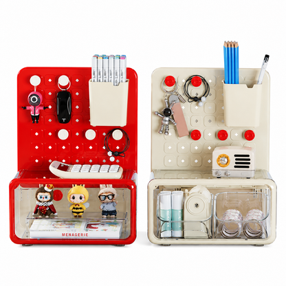 Modular Pegboard Organizer – Wall Mount & Desktop Storage Rack with Customizable DIY Accessories