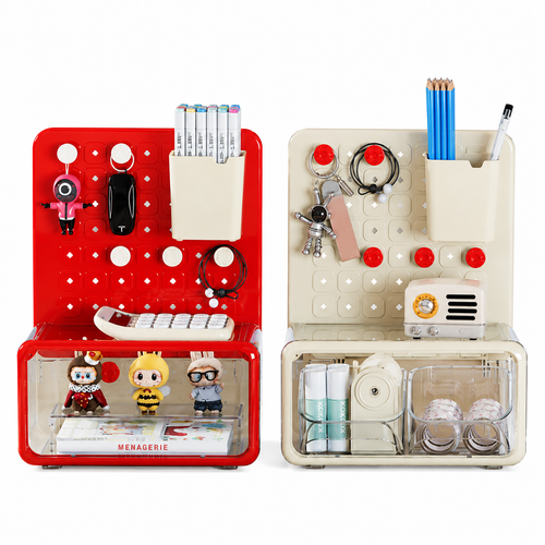 Modular Pegboard Organizer – Wall Mount & Desktop Storage Rack with Customizable DIY Accessories