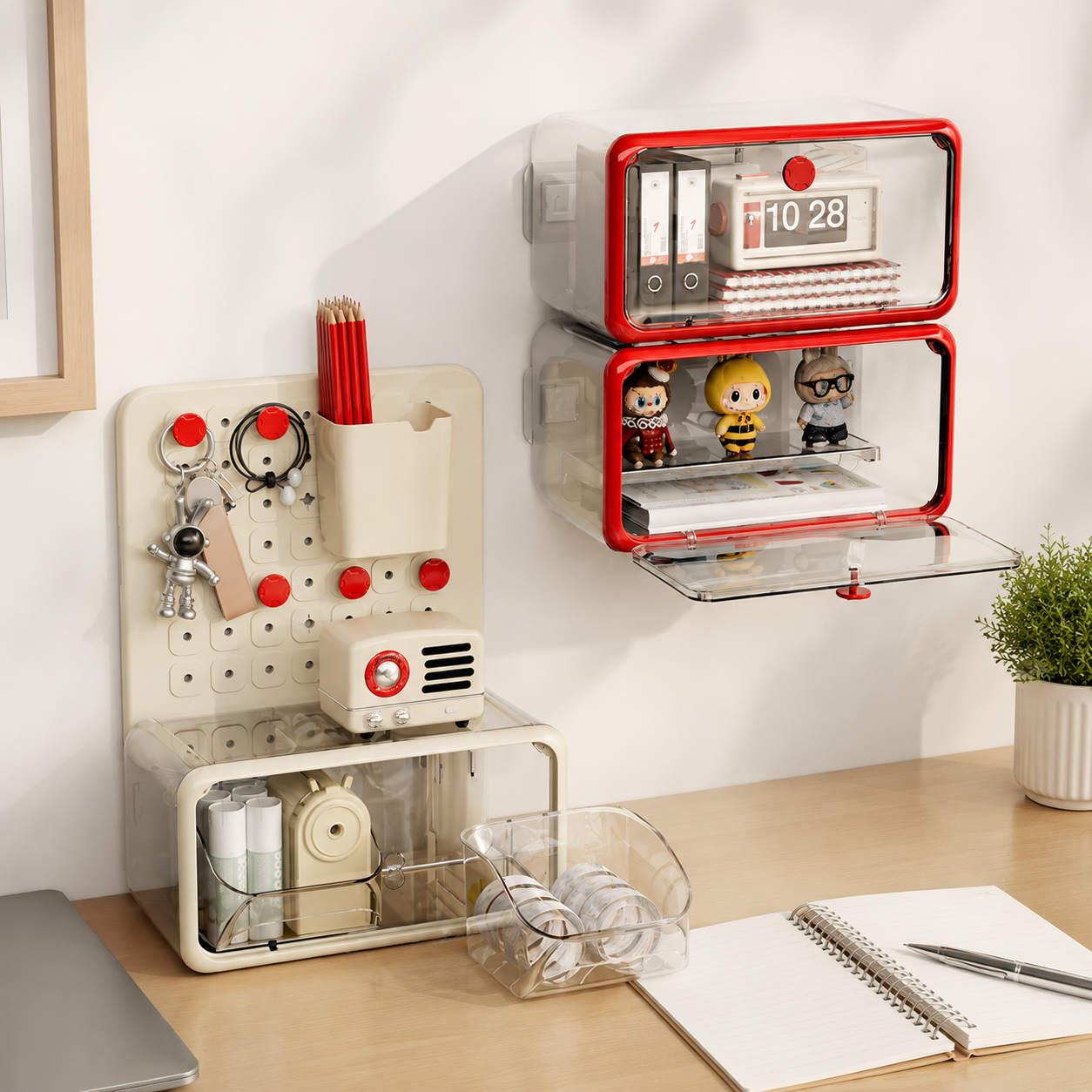 Modular Pegboard Organizer – Wall Mount & Desktop Storage Rack with Customizable DIY Accessories