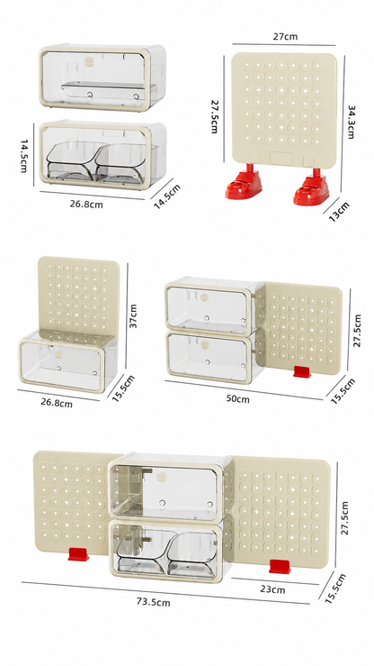 Modular Pegboard Organizer – Wall Mount & Desktop Storage Rack with Customizable DIY Accessories