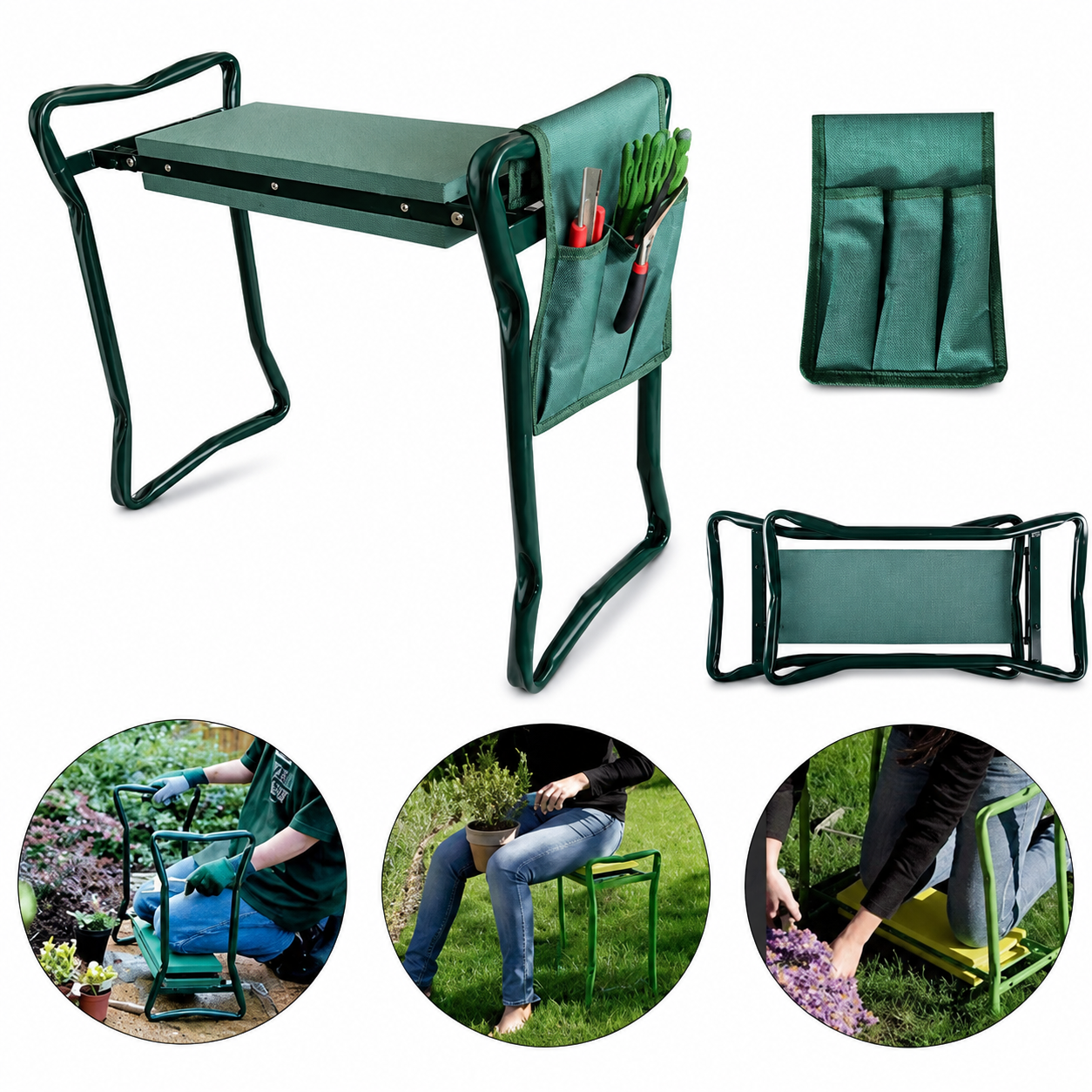 Foldable Garden Kneeler & Seat with Tool Bag