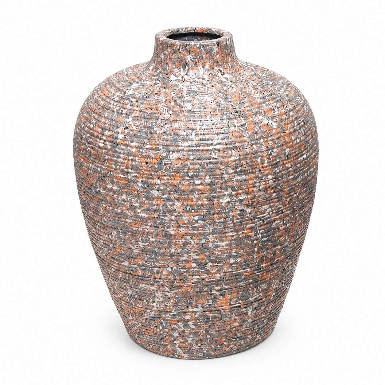 Rustic Ribbed Ceramic Vase