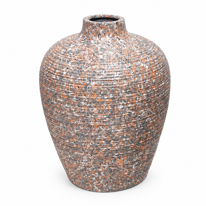 Rustic Ribbed Ceramic Vase