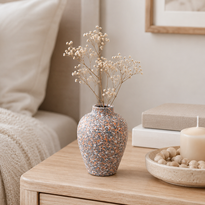 Rustic Ribbed Ceramic Vase