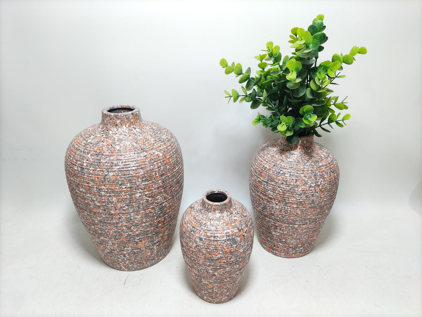 Rustic Ribbed Ceramic Vase