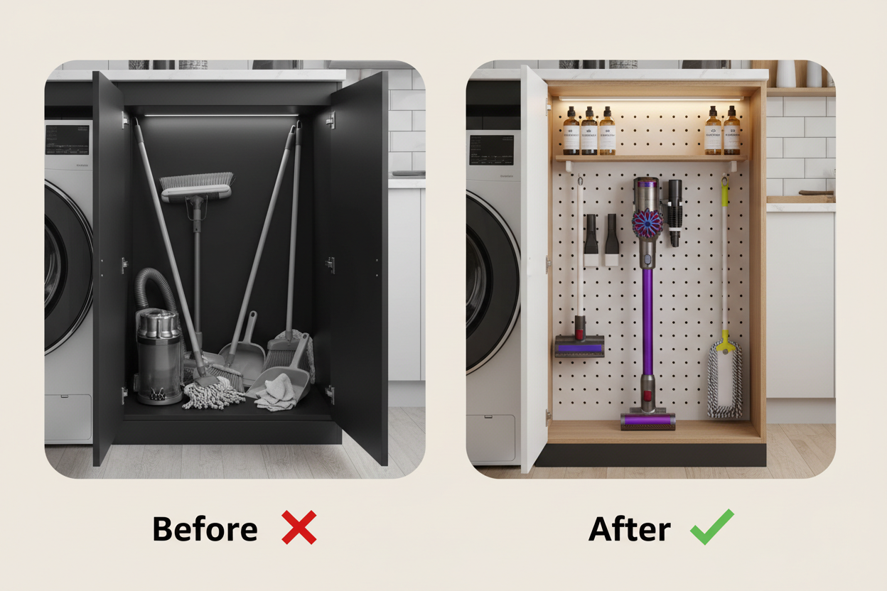 Dyson Vacuum Storage Rack – No-Drill Pegboard Wall Mount Organizer