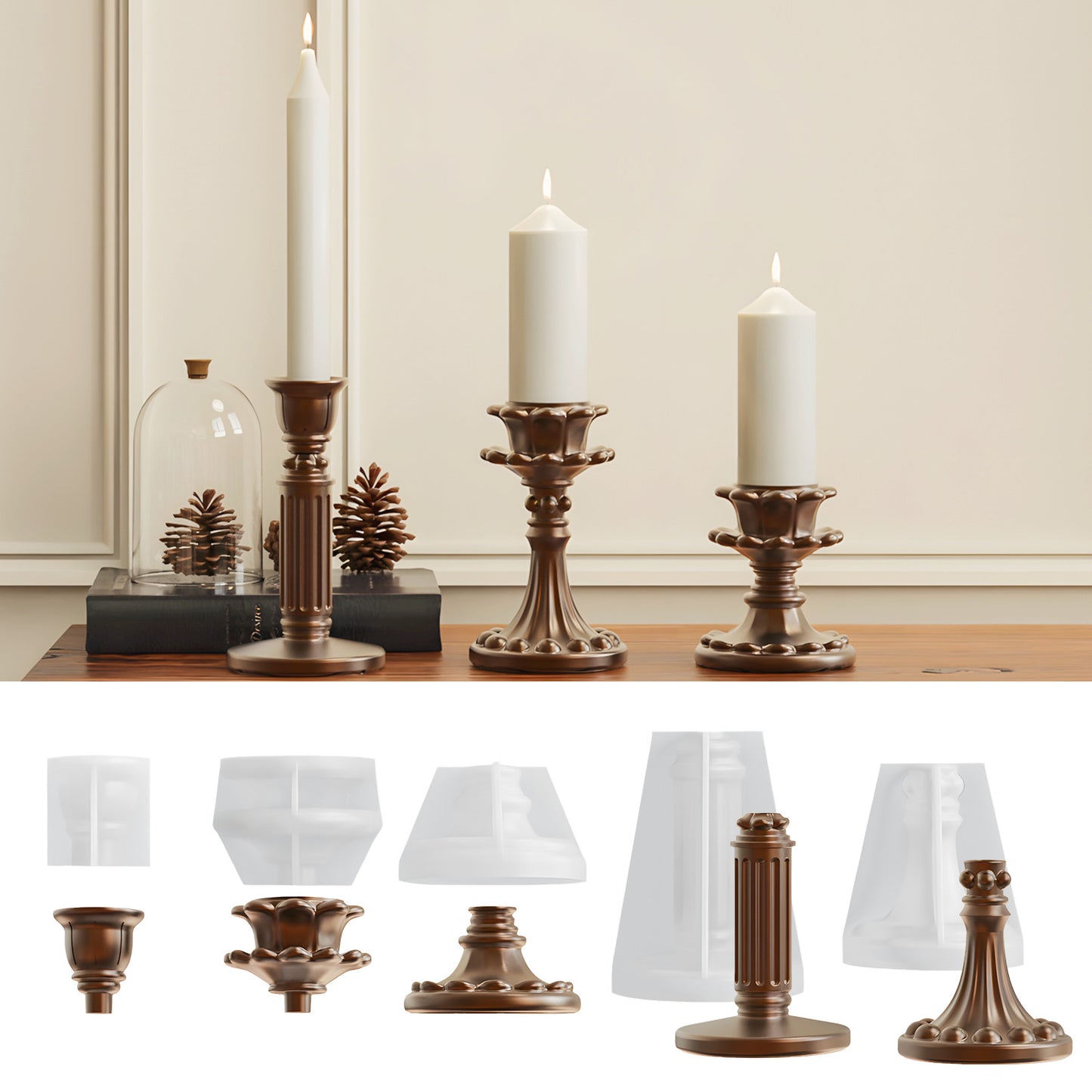 DIY Epoxy Resin Mold European Style Candle Holder Base Aromatherapy Candle Silicone Mold Home Decoration