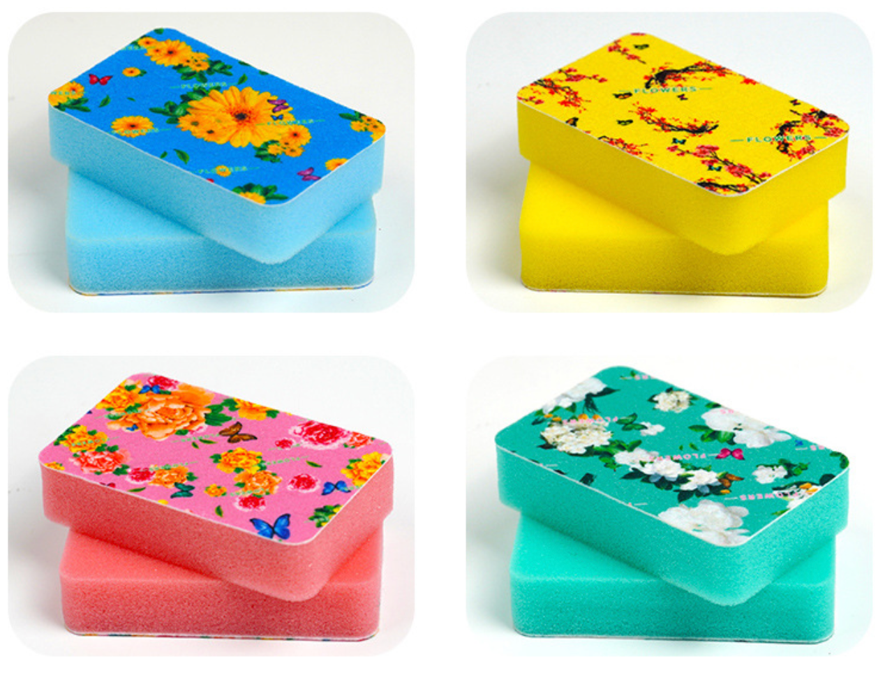 Floral Print Non-Woven Sponge Scrubber